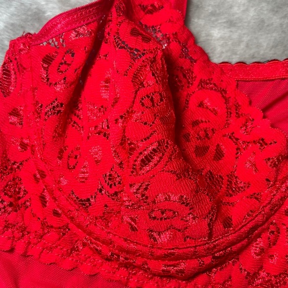 Escante Womens Size Large Red Lace Lingerie Garter Straps Suspender Adjustable - Picture 7 of 13